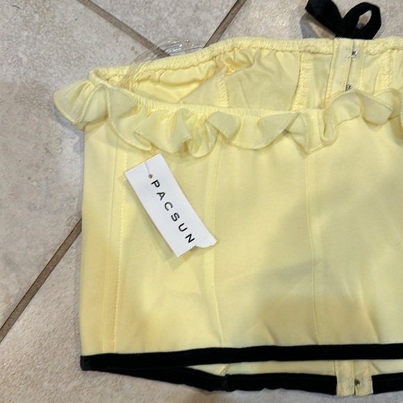 NWT! Pacsun Beverly and Beck Yellow Velvet Bow Corset Top M coquette - Picture 7 of 7